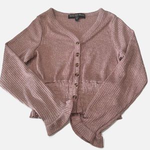 Girls top by Three Pink Hearts. Pink Button Down with Ribbed Texture size medium